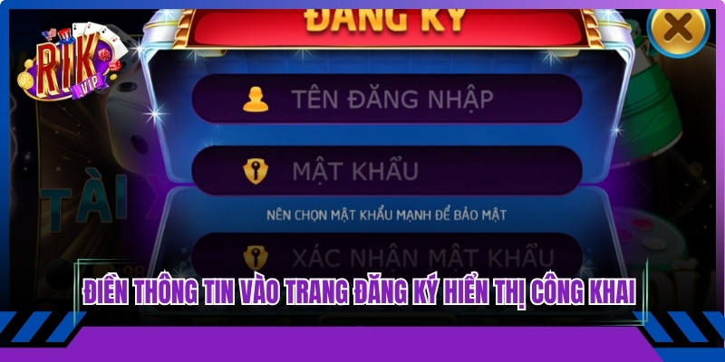 Điền thông tin vào trang đăng ký hiển thị công khai trên màn hình