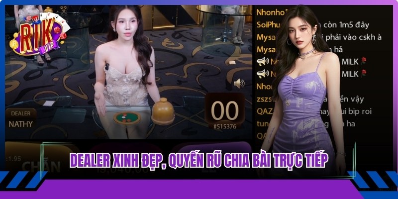 Dealer xinh đẹp, quyến rũ chia bài trực tiếp qua hệ thống livestream